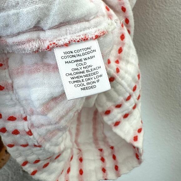 Lou & Grey Striped Sleeveless Dress with Orange Embroidered Dots, Size M - Picture 7 of 7